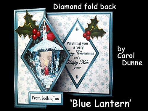 Diamond fold back  Blue lantern with holly