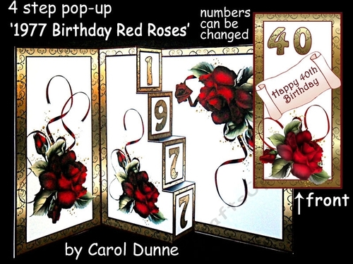 4 step pop-up  Red Roses Birthday