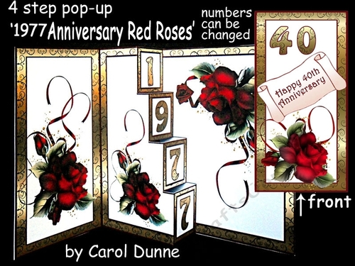 4 step pop-out Red Roses 40th Anniversary 1977