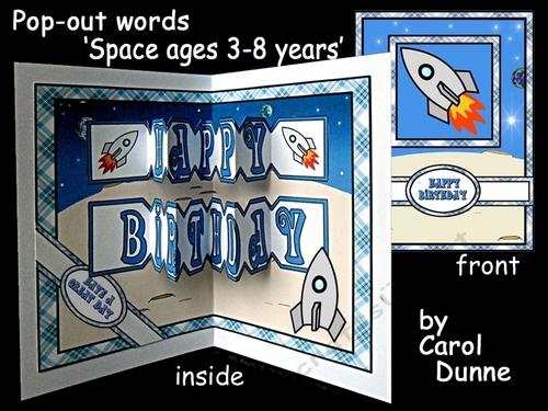 Space 3-8 years pop-out words