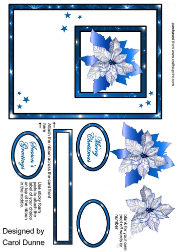 Blue Poinsettias card front