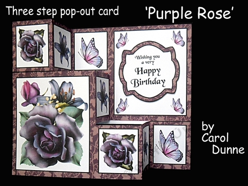 3 step pop-out   Purple  Roses