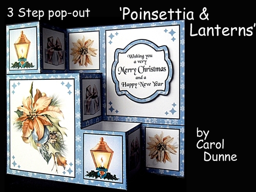 3 step pop-out Poinsettia & lantern