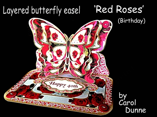 Butterfly easel Red Roses (birthday)
