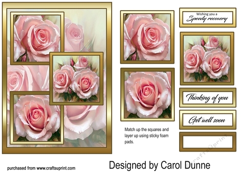 3 squares Pink Roses GWS