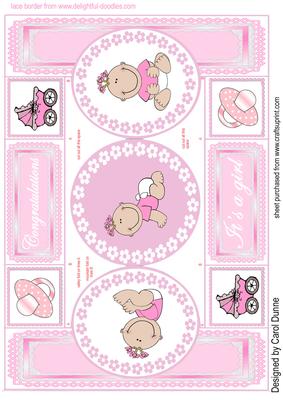 New Baby Girl Circle Shutter Card