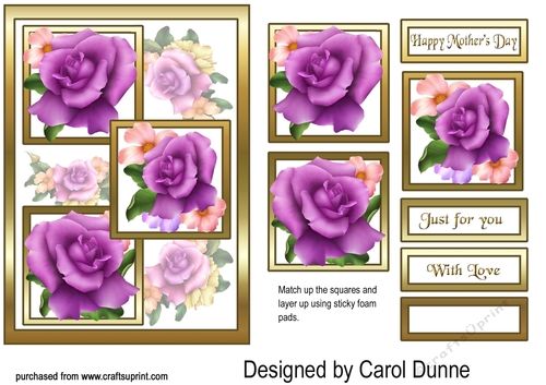 Three squares Purple roses MD