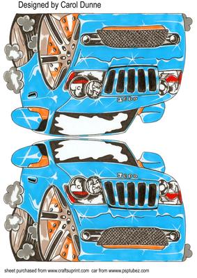 Blue Car Shaped Card