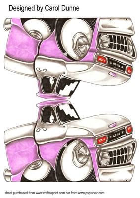 Pink Car Shaped Card