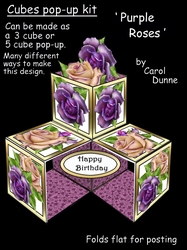 Pop-up cube Purple Roses