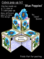 Pop-up cube Blue Poppies