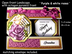 Open front Landscape Purple & white Rose Bday