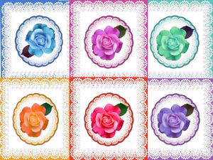 Square Lace Cards with Roses