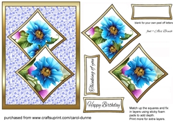 Two Squares Blue poppies