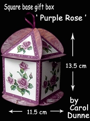 Square based box Purple roses