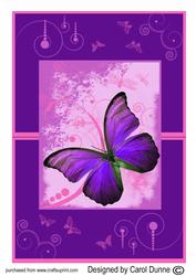 Purple Butterfly Vertical Fold Back