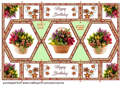Hexagon shutter card Tulip baskets