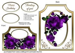 Cutaway Purple rose bouquet Birthday