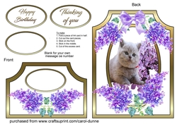Cutaway Cat with lilacs