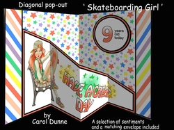 Diagonal pop-out Skateboarding girl