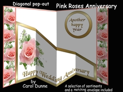 Diagonal pop-out Pink roses anniversay