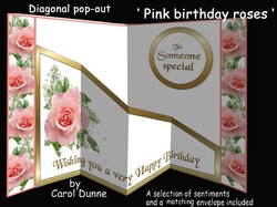 Diagonal pop-out Pink birthday rose