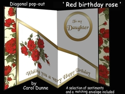 Diagonal pop-out Red birthday rose