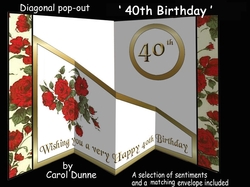 Diagonal pop-out Red 40th birthday rose