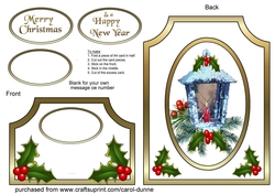 Cutaway Blue lantern & holly