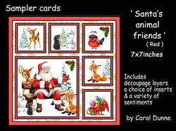 Sampler Santas animal friends (Red)