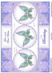 Butterflies and Lace (blue) Circle Shutter Card