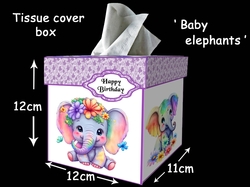 Tissue box cover Baby elephants