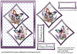 Two squares Lilac & blue butterflies