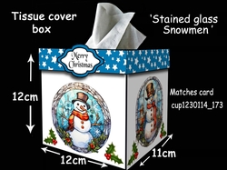 Tissue box cover Stained glass Snowmen
