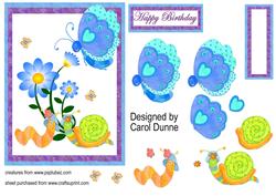 Blue Butterfly and Snail Decoupage