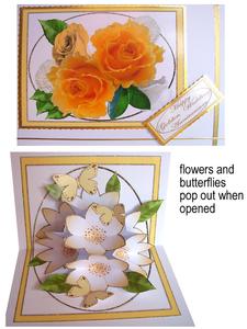 Golden Pop-up Flowers and Butterflies