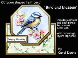 Tent card Bird & blossom