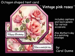 Tent card Vintage pink roses