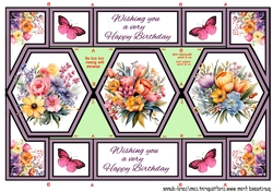 Hexagon shutter card Spring Bouquet BD
