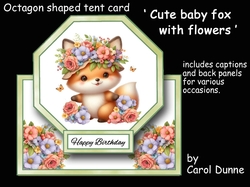 Cute baby fox with flowers