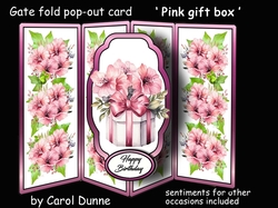 Gate fold pop-out pink gift box