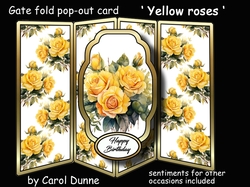 Gate fold pop-out Yellow roses