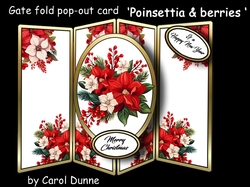 Gatefold pop-out Poinsettias & berries