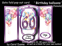 Gatefold pop-out Birthday Balloons (female)