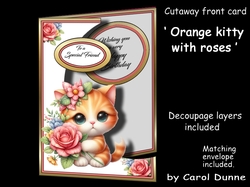 Cutaway Orange kitty with roses