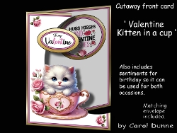 Cutaway Valentine Kitten in a cup