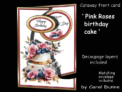 Cutaway Pink roses birthday cake