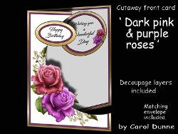 Cutaway Dark pink & purple roses