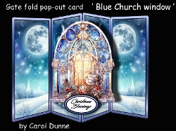 Gatefold pop-out Blue Church window