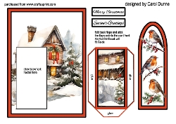 Bookmark card Christmas Robins